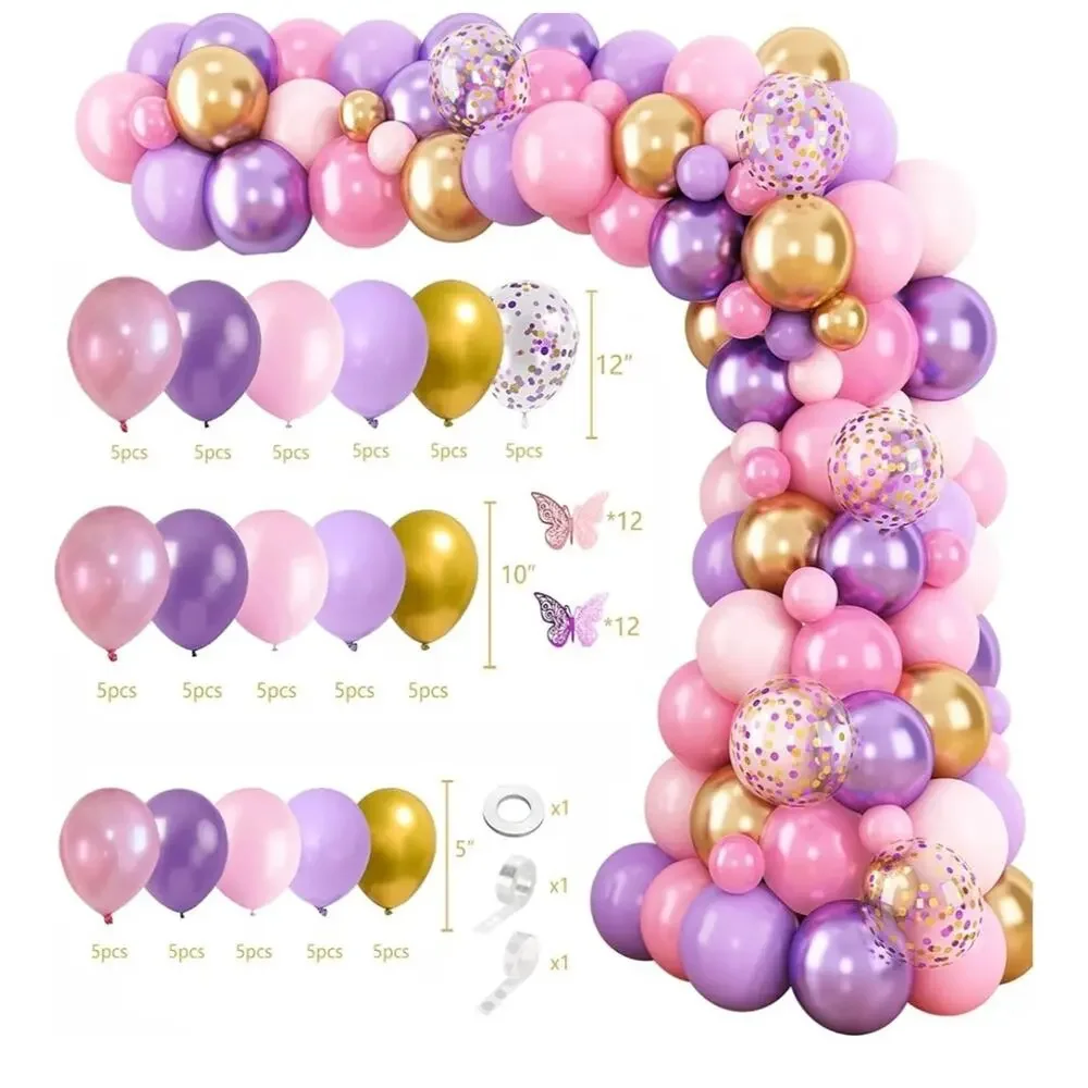 Butterfly First Birthday Décor Pink Purple Boxes Backdrop Arch